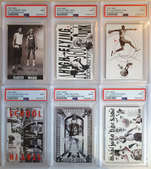 1991 Nike Michael Jordan & Spike Lee COMPLETE 6 Card Set - ALL PSA 9 (Low POP)