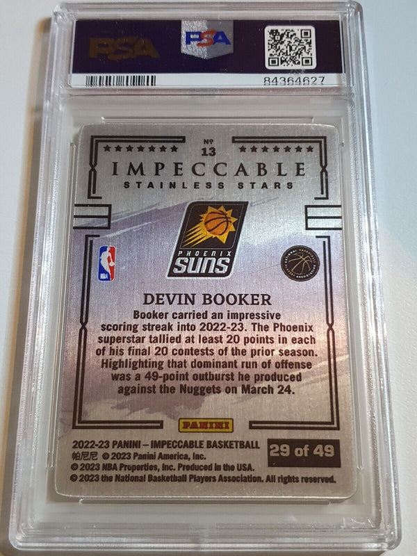 2022 Impeccable Devin Booker #13 PURPLE /49 Stainless Stars PSA 9 (POP 1)
