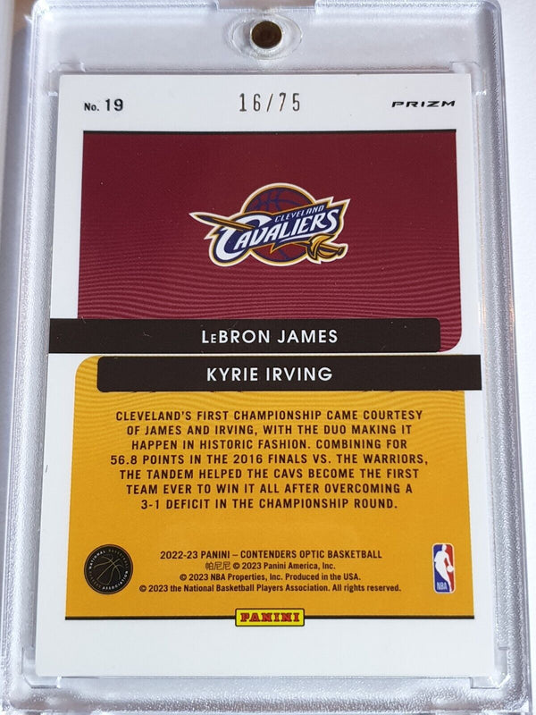 2022 Contenders Optic LeBron James  Kyrie Irving #19 BLUE CRACKED ICE /75 Holo