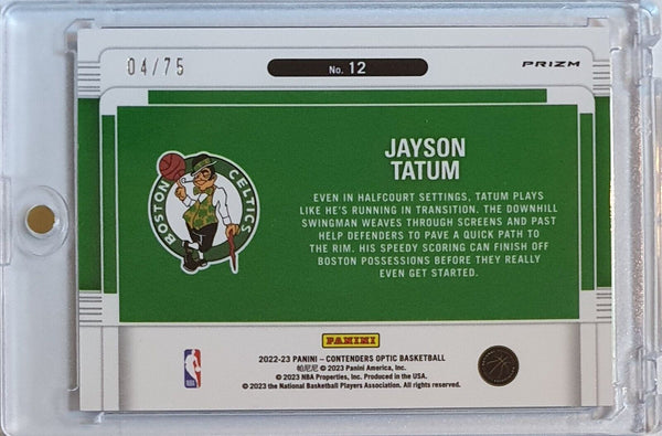 2022 Contenders Optic Jayson Tatum #12 BLUE CRACKED ICE /99 Suite Shots - Rare