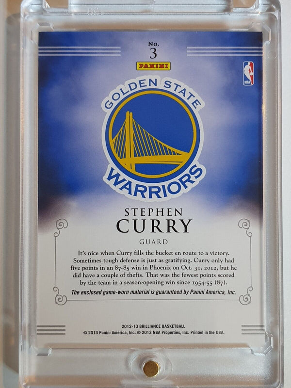 2012 Panini Brilliance Stephen Curry #PATCH Game Worn Yellow Jersey - Rare