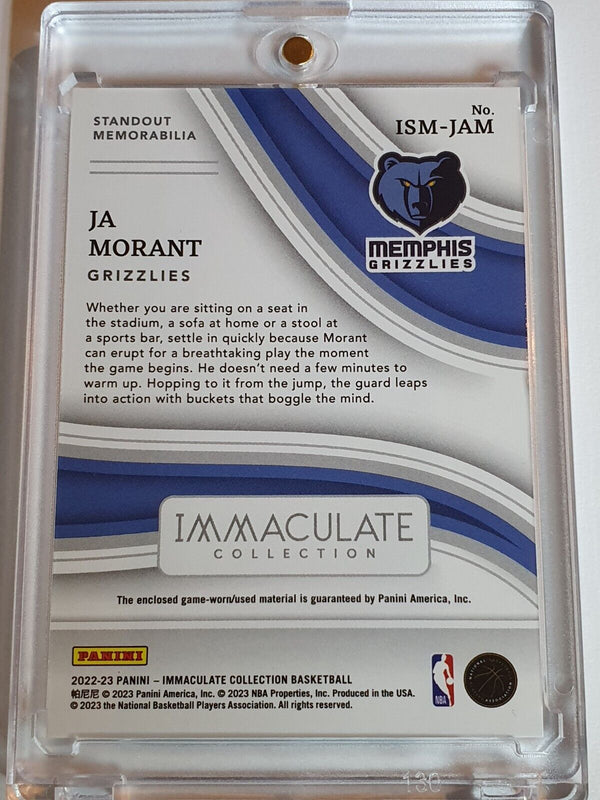 2022 Panini Immaculate Collection Ja Morant #PATCH /99 Game Worn Jersey - Rare