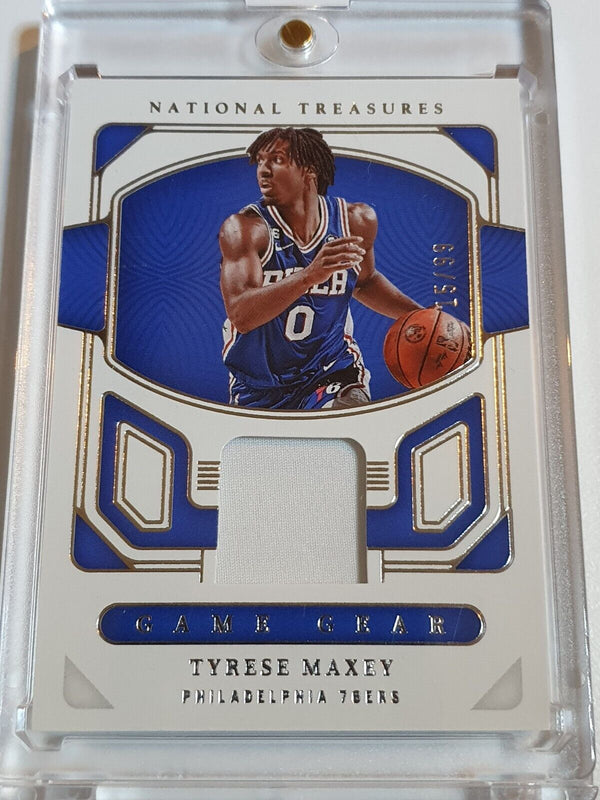 2022 Panini National Treasures Tyrese Maxey #PATCH /99 Game Worn Jersey - Rare