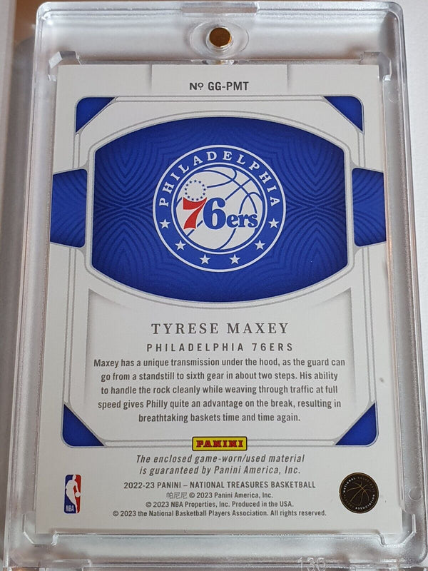 2022 Panini National Treasures Tyrese Maxey #PATCH /99 Game Worn Jersey - Rare