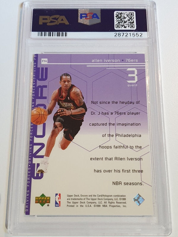 1998 Upper Deck Encore Allen Iverson #F14 Driving Forces - PSA 9 (POP 3)