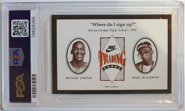 1991 Nike Michael Jordan & Spike Lee #6 M.J. Flight School - PSA 8 (LOW POP)