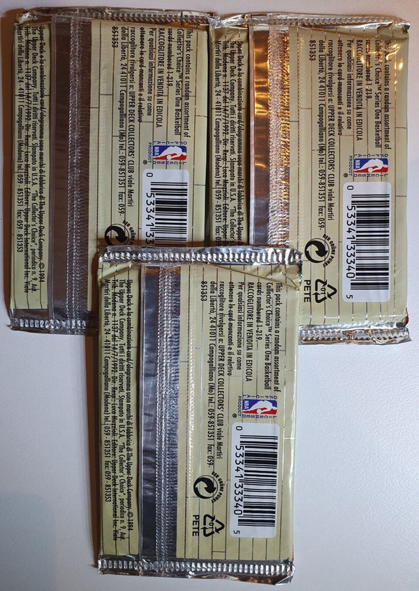 Lot of 3 x Packs of 1994 Collector's Choice Series 1 Italian Basketball - Sealed